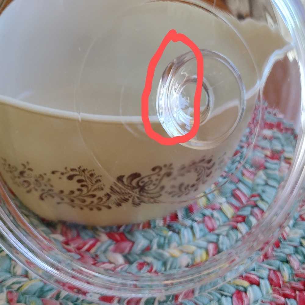 Pyrex Homestead 475-B 2.5L Beige with Brown Scrollwork and with Clear Lid - Picture 6 of 15